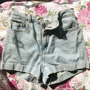 Light Denim American Apparel High Rise Shorts